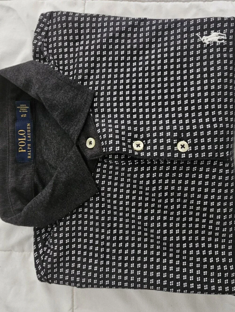 Ralph Lauren Black & Charcoal Patterned Polo Shirt
